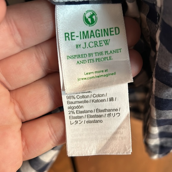 Like new! J Crew Factory boys button-up navy and white gingham shirt, 14 - Picture 5 of 6